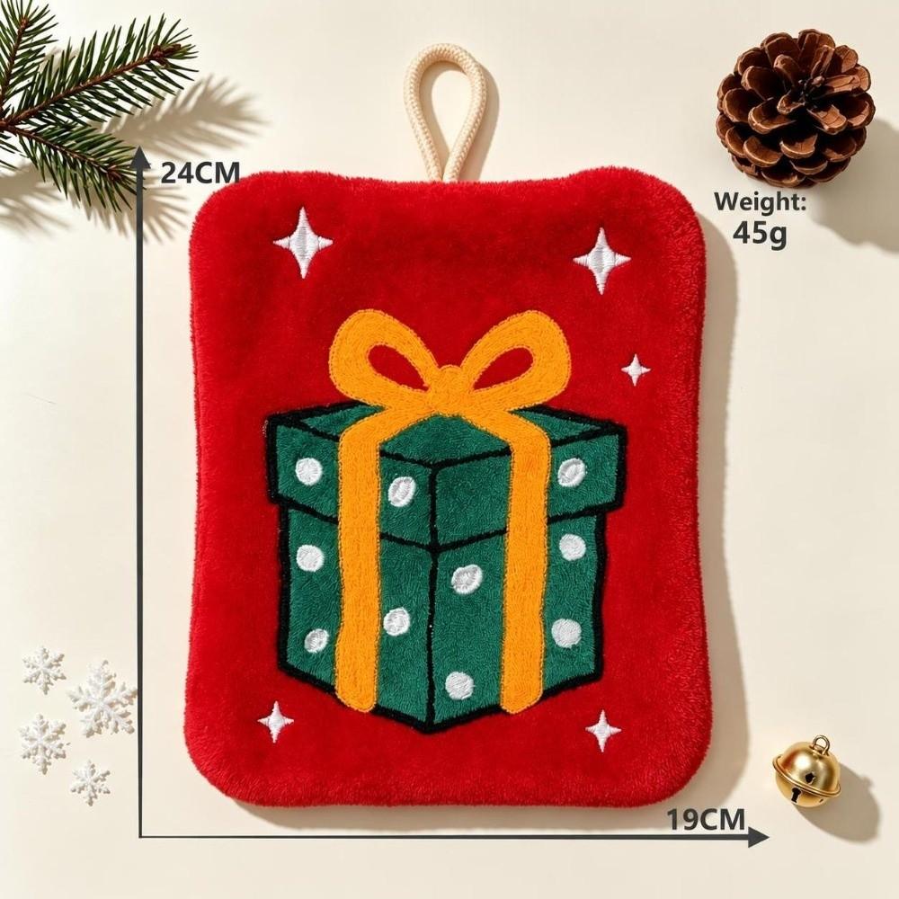 Coral Fleece Santa Claus Hand Towel Water Absorption Cleaning Dishcloths Hanging Wipes Xmas Decor