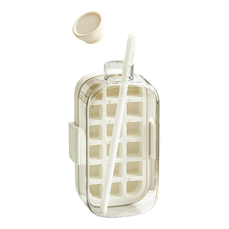

New Freezer Ice Cube Trays Outdoor Ice Water Bottle With Lid Straw Easy Demould Ice Maker Mold For Beer Juice 500ML белый