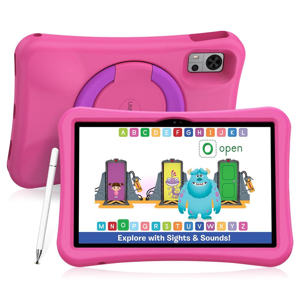 UMIDIGI G5 Tab Kids Educational Tablet with Time EVA Stylus 1TB Android Face FM Candy Pink Tablet, 10.1-inch, Limit, Drop-Resistant Case, Pen,