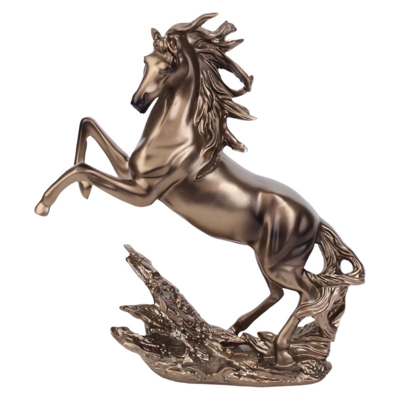 Elegant Horse Statue Resin Sculpture Desktop Decors For Home Office Decoration Hand Painted Detail 18cm Length