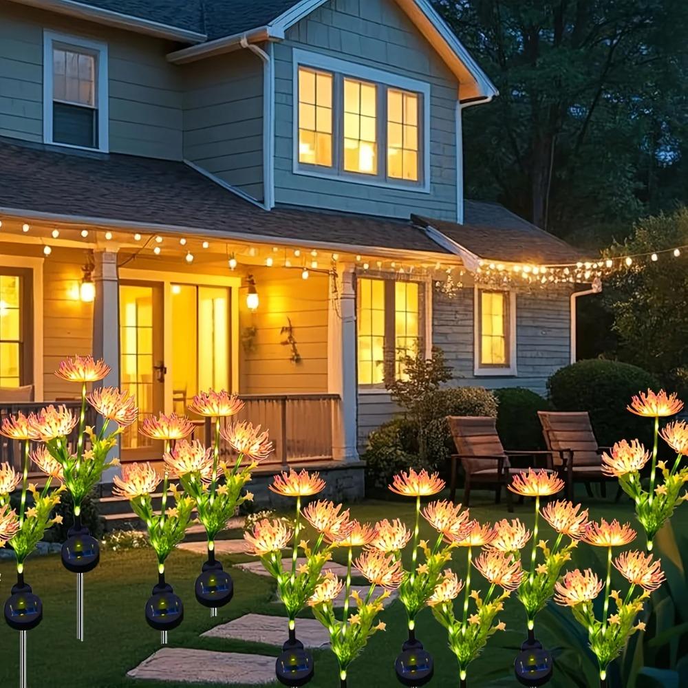 Solar Garden Lights Outdoor 3-Heads Realistic Flower Solar Stake Lights Auto On/Off Decorative Lamp for Yard Patio Lawn Pathway
