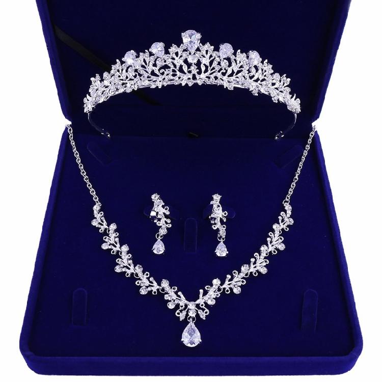 Bridal Wedding Jewelry Set Shiny Zircon Choker Earrings Crystal for Women