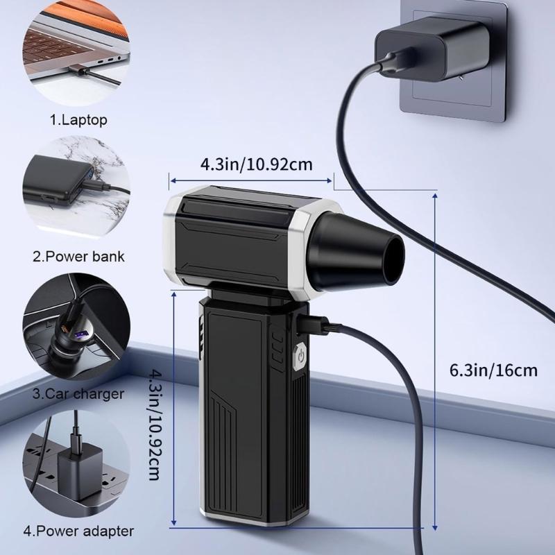Electric Air Duster 130000RPM Multifunction Fan Cordless Compressed Air Duster Dry Blower for Keyboard Car Indoor