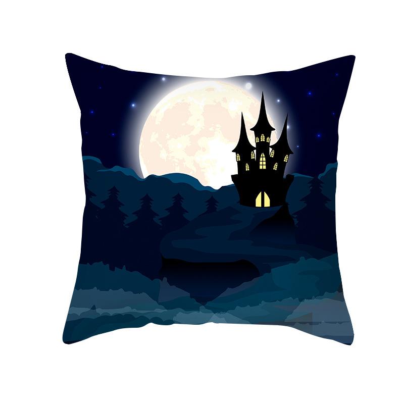 Home Cartoon Pumpkin Head Halloween Pillow Cover Peach Velvet Cushion Cover Office Sofa Cushion Cover