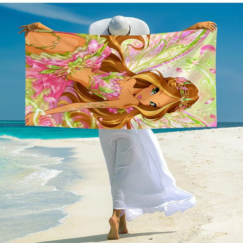 Ultra-Soft Beach Towel with Winx Club Theme,Ideal for Pool - Camping, Diving - Perfect Travel Essential, Vibrant Beach Towel.