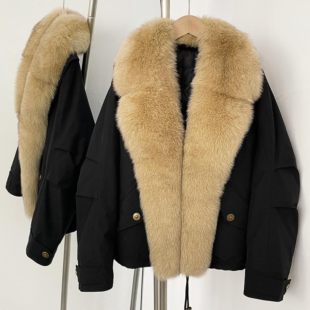 Fur Parka Jacket Fashion Short White Down Coat Winter Clothes Women Real Fur Puffer Jacket