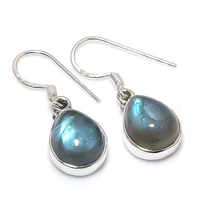 Natural Labradorite Gemstone 925 Solid Sterling Silver Gift Earring 1.25" E6N68