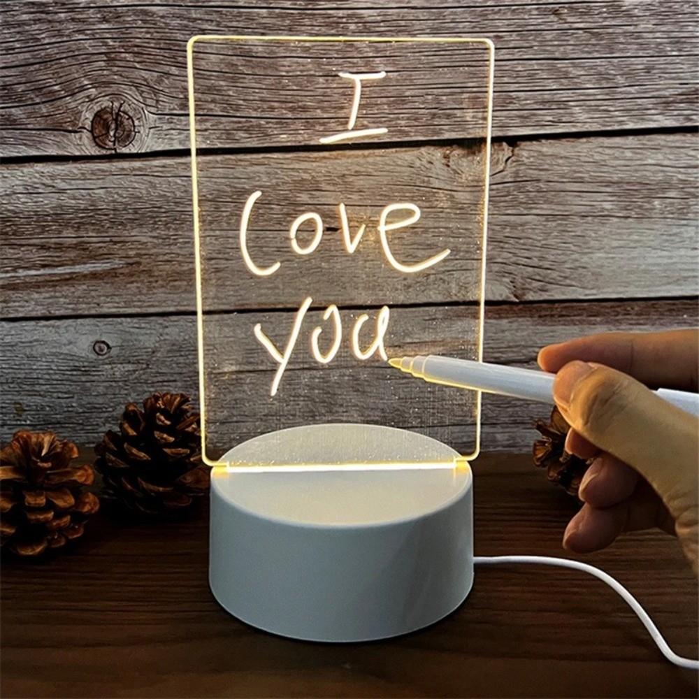 3D Glow Effect Message Board Night Light USB Powered Acrylic Writing Board Bedroom Decor