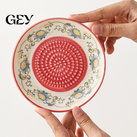 Garlic Mincer Ceramic Grinder Plate Bowl, Manual Ginger Fruit Zester Grater Herb And Dish, All-in-One Prep Mixing Serving Tray, Modern Minimalist