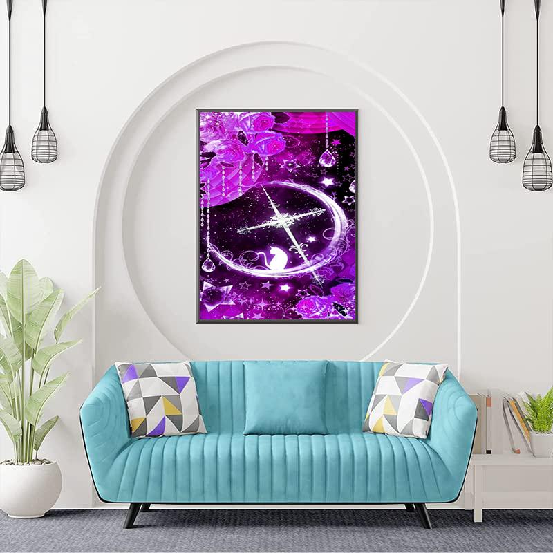 DIY Diamond Painting Purple Moon Cross Stitch Kit Mosaic Art Diamond Painting Full Circle/Square Diamond Home Decoration