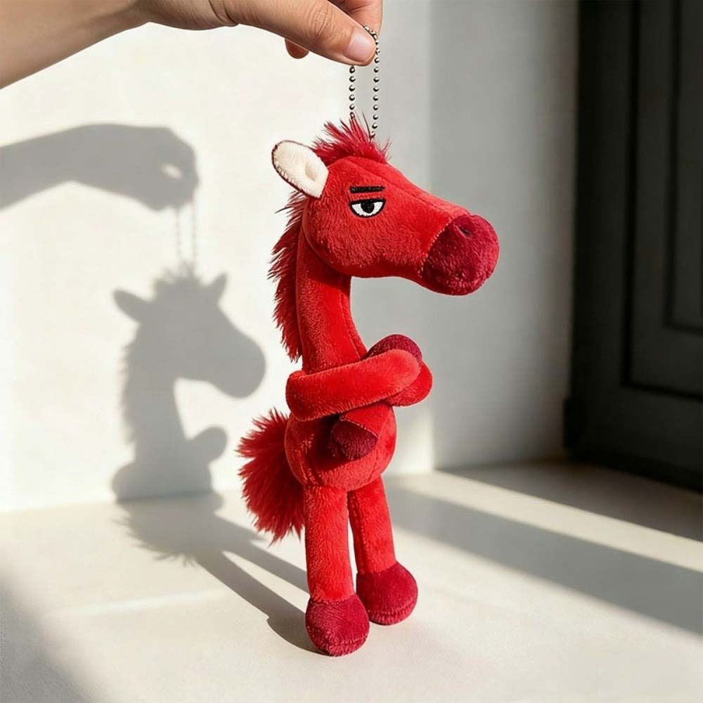 Cartoon Simulation Horse Stuffed Keychain Fantasy Style Exquisite Craftsmanship Horse Black Red Keyring Pony Christmas Gift