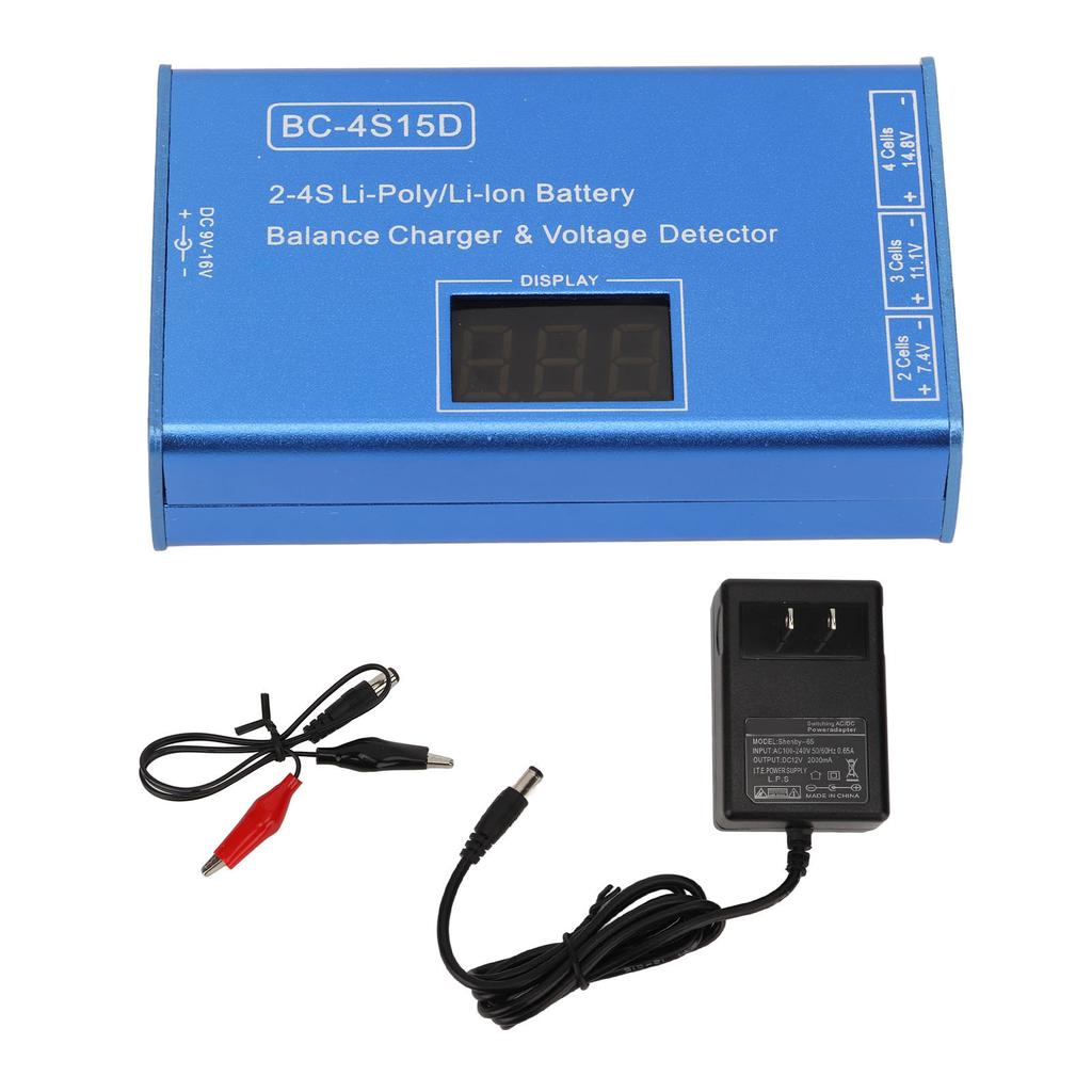 Battery Balance Charger 2‑4S Voltage Tester Digital Display AC 100‑240V for Lithium Batteries US Plug