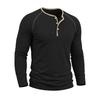 Spring Autumn Men's Cotton Henry Collar T-Shirts American Style Fashion Smart Casual Tees Tops Men Patchwork Breathable Tshirt