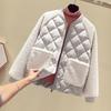 Women's Autumn and Winter Splicing Warm Jacket Solid Color Round Collar Loose Thickened Outerwear