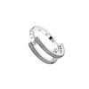Pandora Pavé Logo Double Ring Hollow Decoration 925 Silver Ring Women rings 192779C01