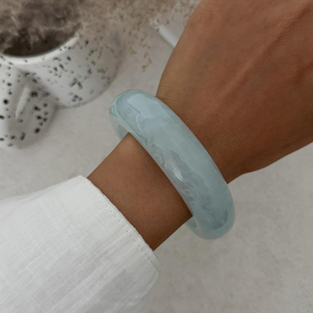 DIEZI 3 Style Exaggerated Trendy Sky Blue Acrylic Resin Wide Bangles Bracelet Vintage Fashion Bangles For Women Men Gift Jewelry