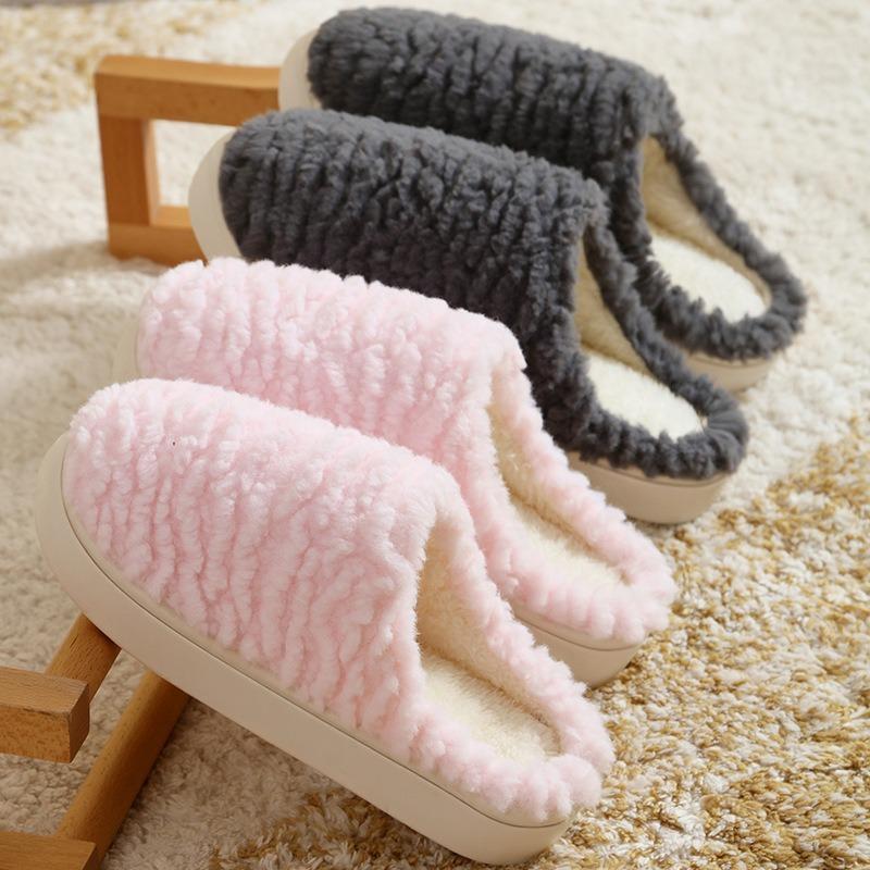 New cotton slippers women's winter home indoor warm couple non-slip plush slippers men's autumn