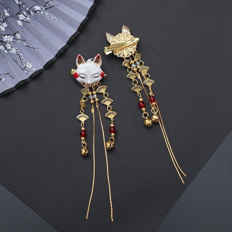1 Stück Antiker Stil Haarschmuck Han Element Kopfschmuck Hanfu Accessoires Niedliches Mädchen Herz Fuchs Tier Quaste Kostüm Haarnadel Klemme
