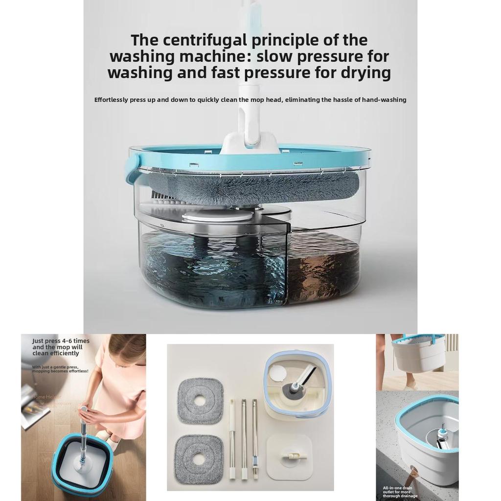 Spin Mop Bucket With Rotating Twisted Drying System For Home Cleaning Efficiency