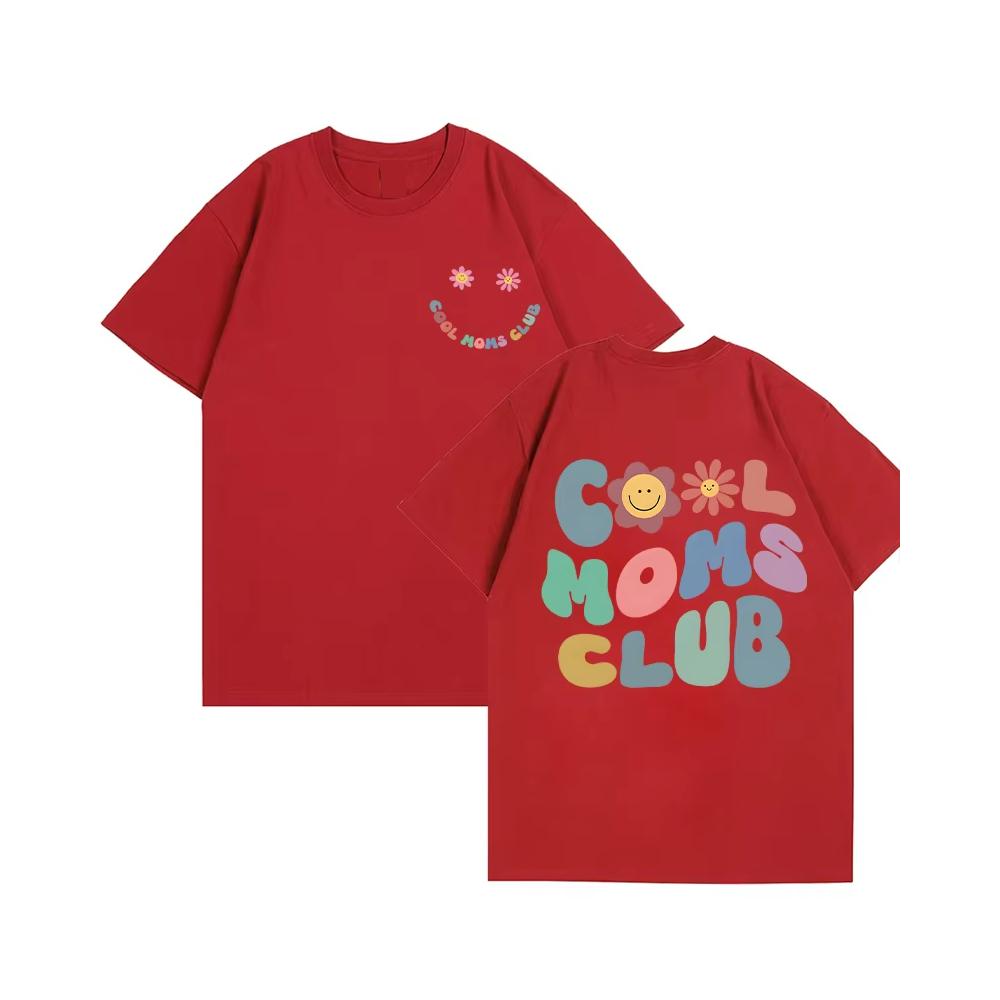 Cool Moms Club T-Shirt For Women's Summer Cotton Crew Neck Short Sleeve Fashion Printing Graphic Y2k Styles Oversized Loose Tops