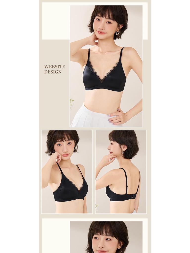 Lace Trim Wirefree Bra - Small Chest Support & Beautiful Back Design