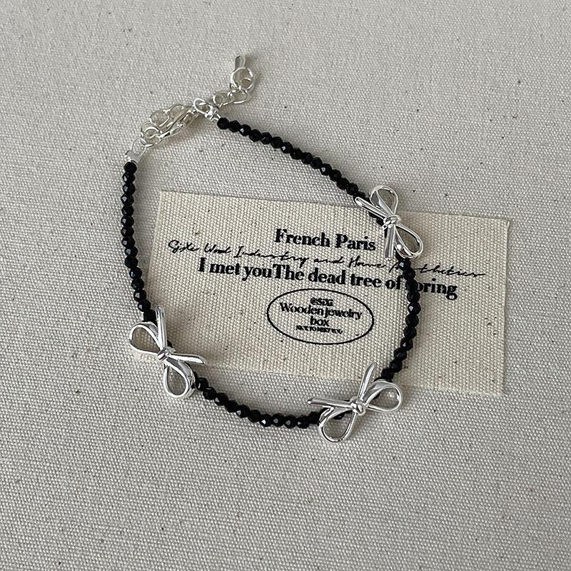 

Черный кристалл бисерный браслет-бантик женский простой индивидуальный уникальный нишевый модный ожерелье цепочка на шею ключичная цепочка