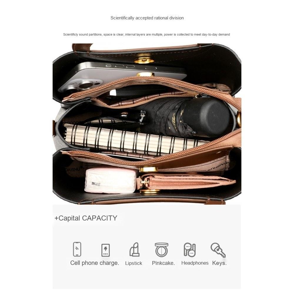 Women Textured Faux Leather Handbag with Detachable Crossbody Strap for Daily Commute