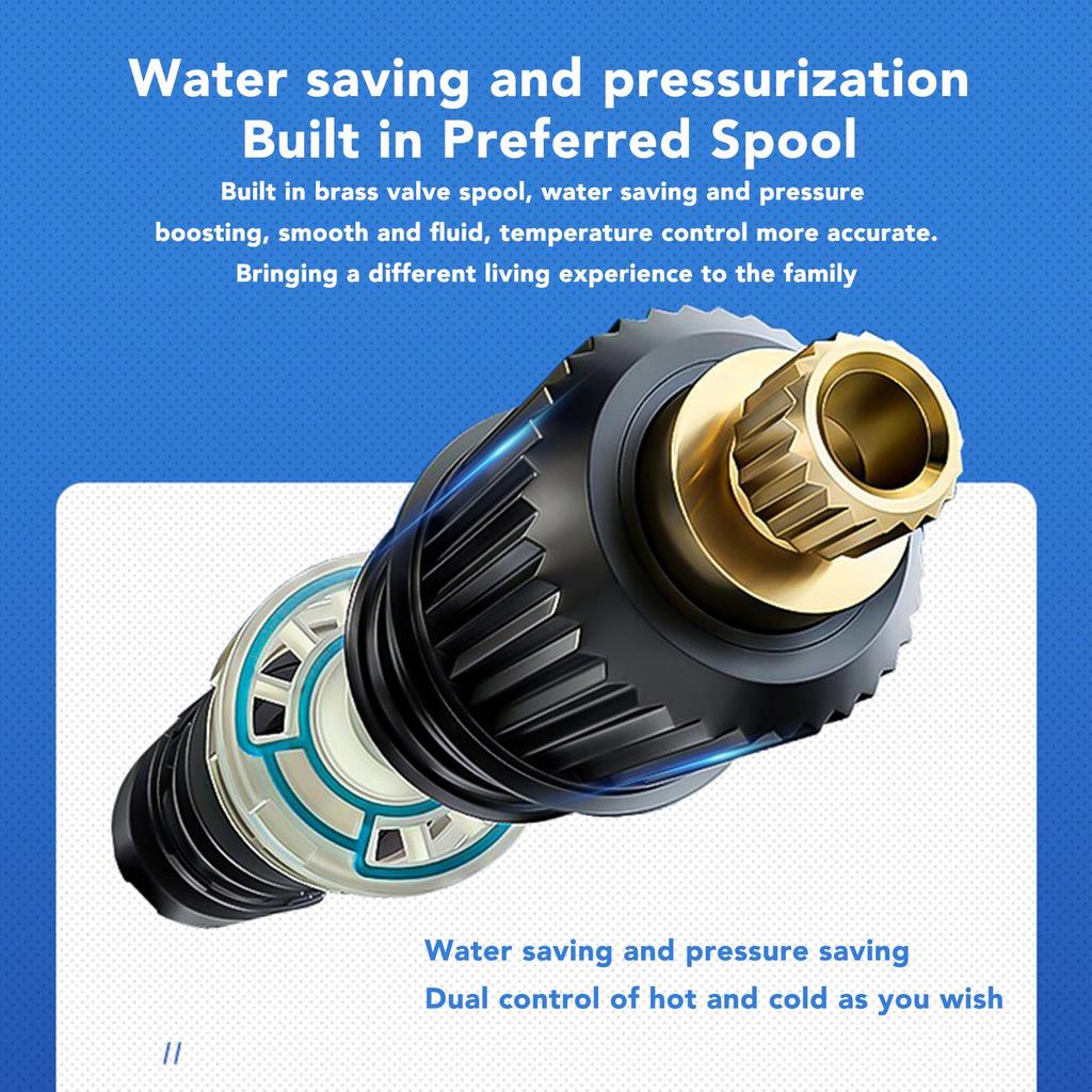 Rainfall Shower Head Set Push Button High Pressure Multiple Water Spray Modes Shower System for Bathroom White
