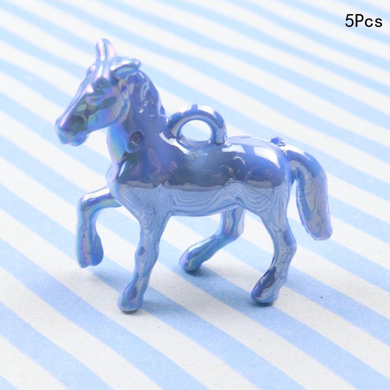 5 Stück Kawaii 3D Buntes Kleines Pferd Acryl Anhänger Halskette Ohrringe Schlüsselanhänger Ohrringe DIY Charms Schmuckzubehör