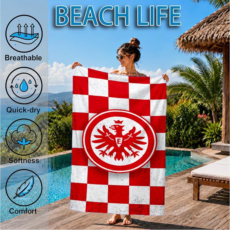 Eintracht Frankfurt Crest Beach Towel, Quick-drying, Easy To Care For, Suitable for Both Fitness and Beach Vacations,Sports Essential