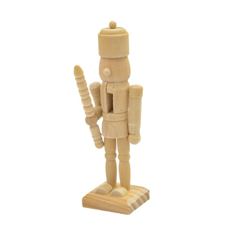 6Pcs 12CM Unpainted Wooden Nutcrackers Handcrafted Home Decors DIY Craft Project For Christmas Holiday Family Activity