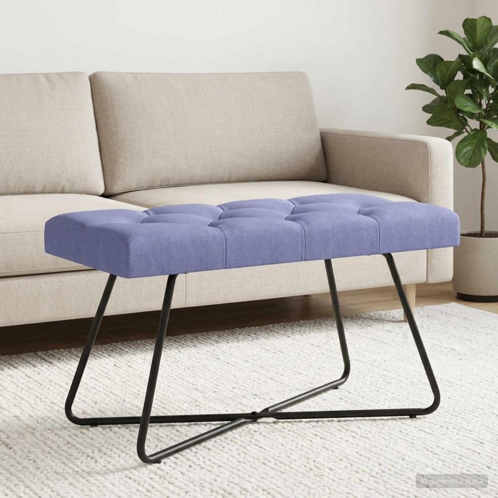 Button Tufted Bench Jeans Blue 80 x 40 x 46 cm Fabric