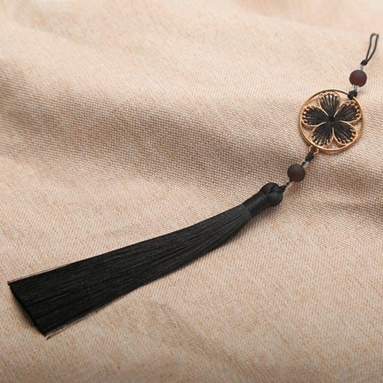 Yousheng 13cm Tassel Pendant Vintage Chinese Style Element Smooth Texture Hollowed Pattern Handmade Decorate Clothing Accessories Flower Round Tassel