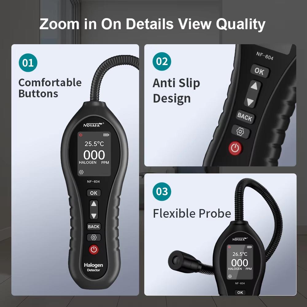 NOYAFA NF-604 Refrigerant Leak Detector Halogen Leak Detector LCD Display Freon Leakage Tester CFCS HCFCS HFCS Refrigerant Detec 1