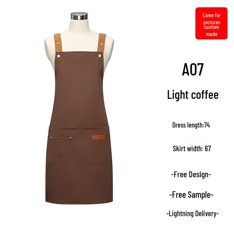 Waterproof Canvas Catering Apron with Logo, Stain-Proof, Ideal for Kitchens & Cafes