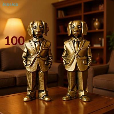 Brass Gentleman Dog Figurine - 5cm Miniature Animal Statue for Desk Decor & Gift