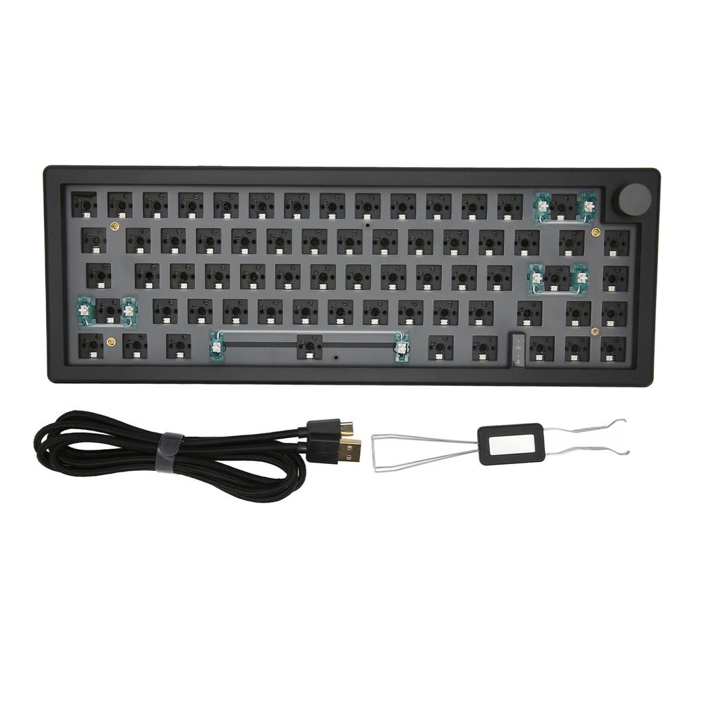 67 Keys DIY Mechanical Keyboard Kit with RGB Knob Wireless 2.4G Bluetooth 5.0 Type C Wired Hot Swappable Barebones