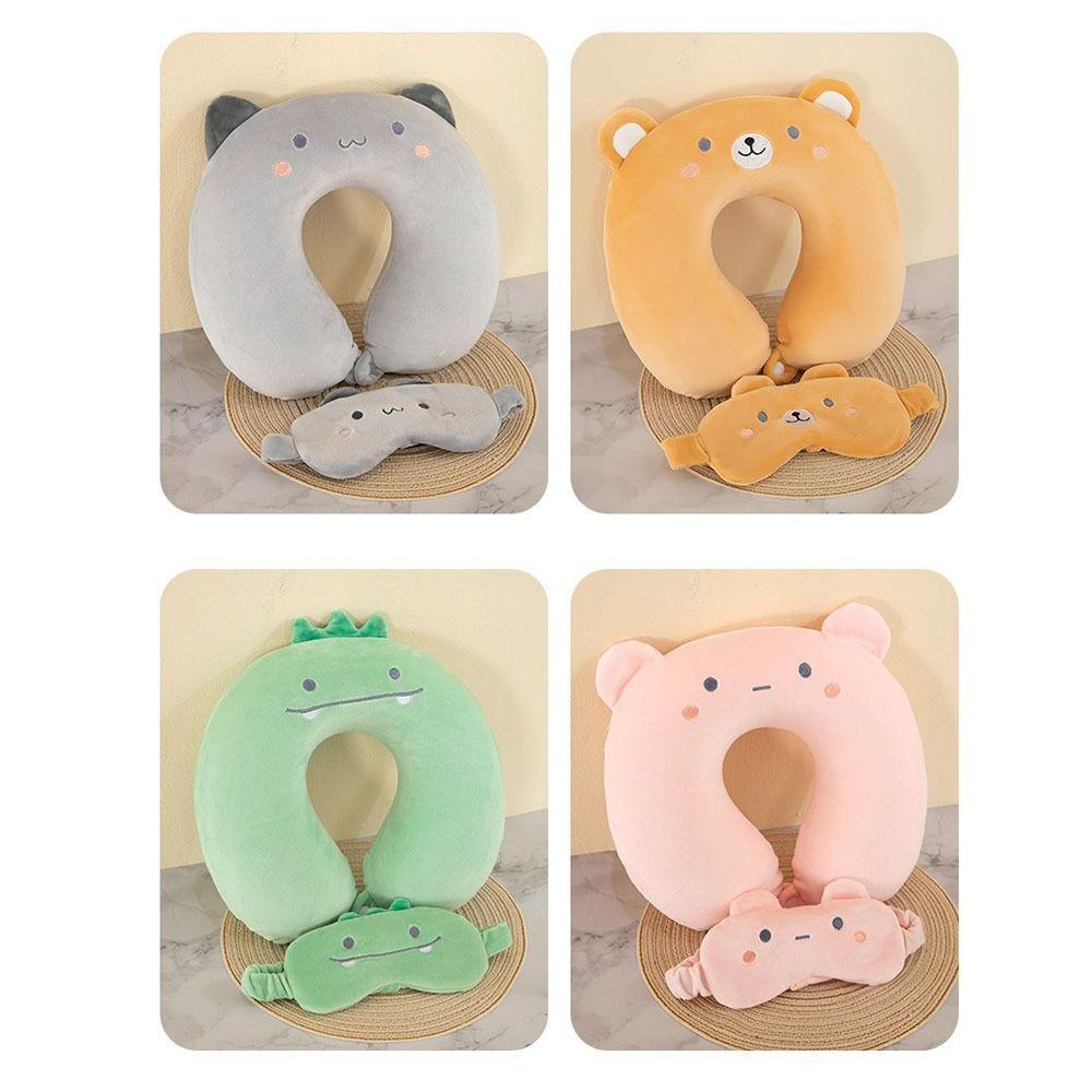 Support Travel Neck Cushion Portable Eye Mask Cute Neck Support Pillow  Office Nap