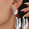 Black Stone Design Hoop Earrings Jewelry for Women