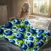 Blueberry Fruit Print Flannel Blanket Warm Soft Halloween Christmas Decorative Couch Warm Cozy All-Season Gift