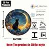 Funny Night Sky Cat Moon Metal Poster, Vintage Round Aluminum 20cm for Living Room Wall Art