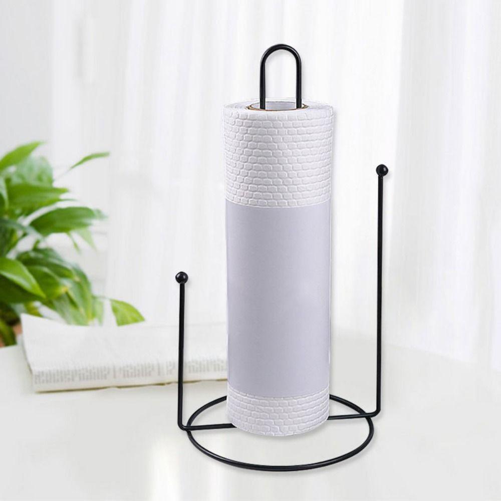 2 Pcs One-handed Tear Paper Towel Rack Black/White Tissue Stand Vertical Napkin Holder  Kitchen