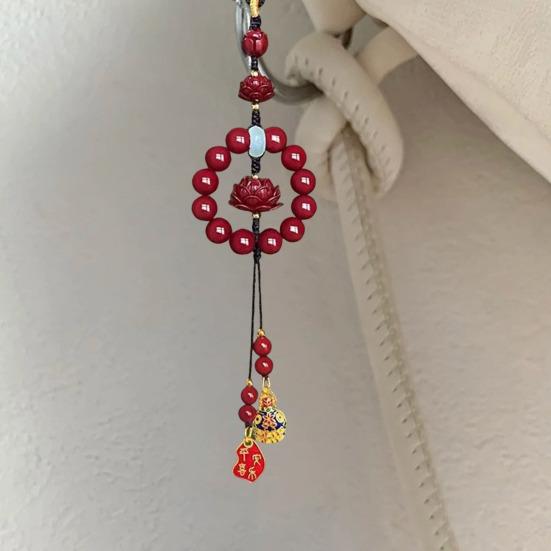 Automobile Pendant Beads Flower Charm Decorative Key Pendant Car Interior Decor Auto Hanging Accessory