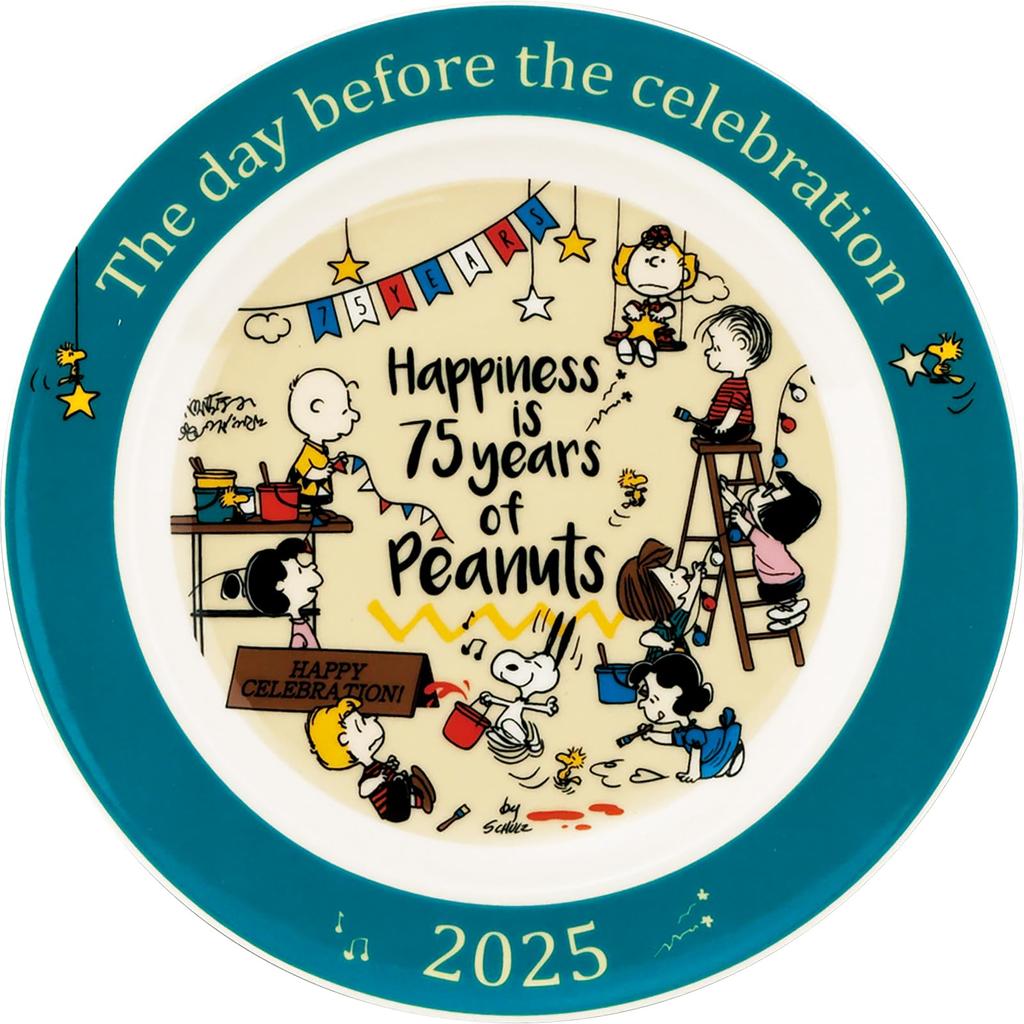 PEANUTS 2025 Year Plate, Approx. 20cm Diameter, Microwave Safe, Snoopy Merchandise, Gift, Tableware, SN2025-YP