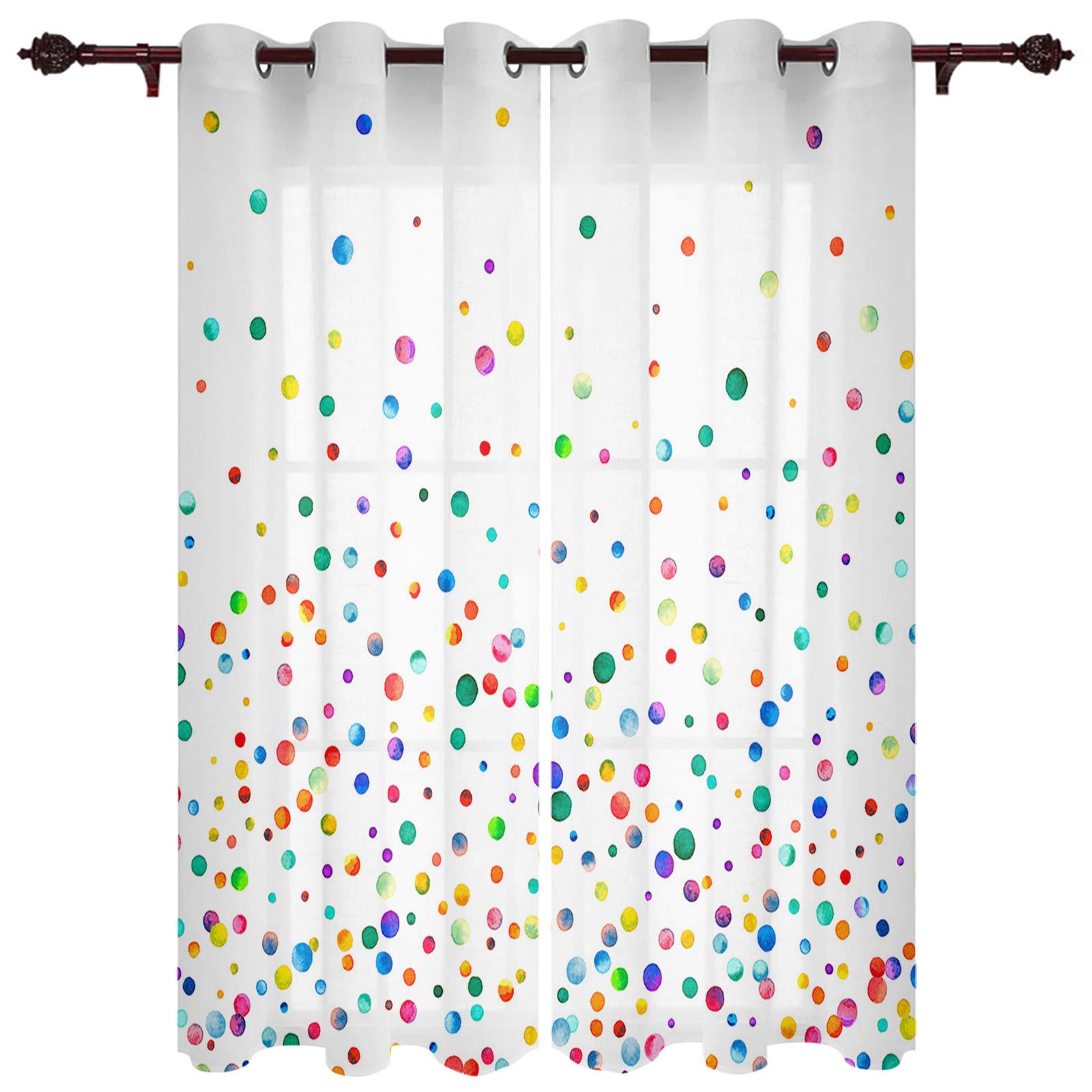 Занавеска для окна в фермерском стиле с акварельными точками и градиентом цвета морской — фото 18