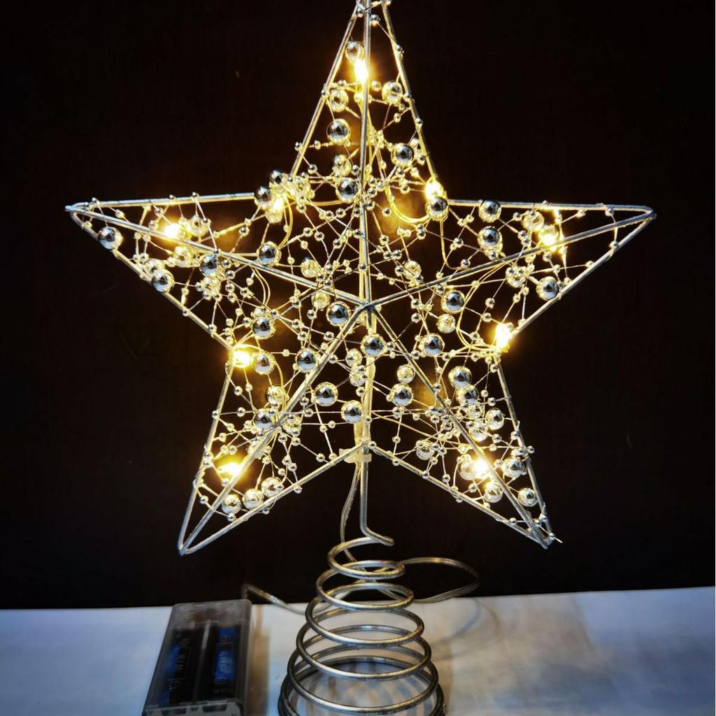 LED Five-Pointed Wrought Iron Star Tree Topper - Christmas Decoration