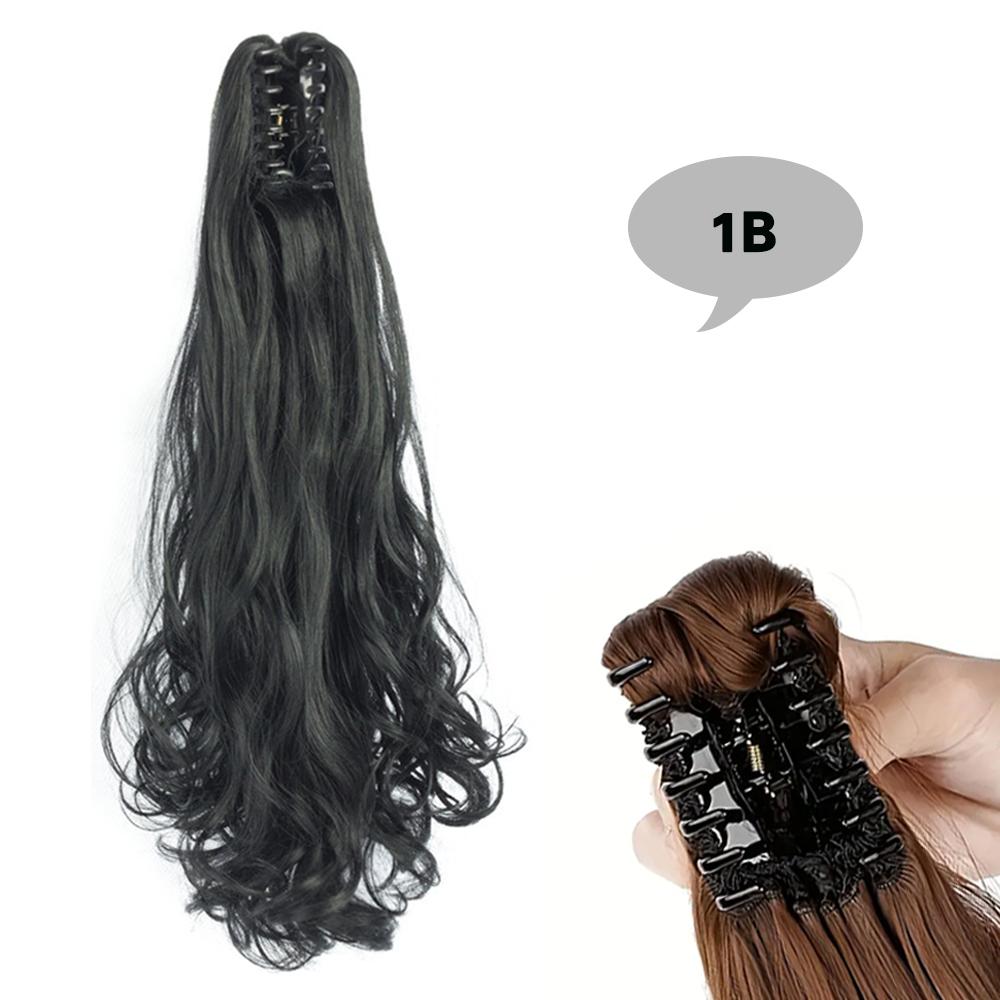 XINRAN Syntetyczny Długi Falowany Klips Pazur Kucyk Odporny na Ciepło Przedłużanie Włosów Naturalny Materiał Włosy Włókno Chemiczne Dla Pań Moda
