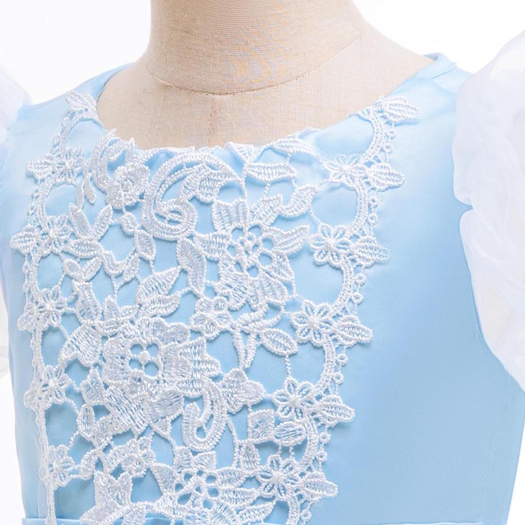 European and American Cinderella Princess Dress - Girls' Puff Sleeve Frozen Elsa Cosplay Costume for Festivals