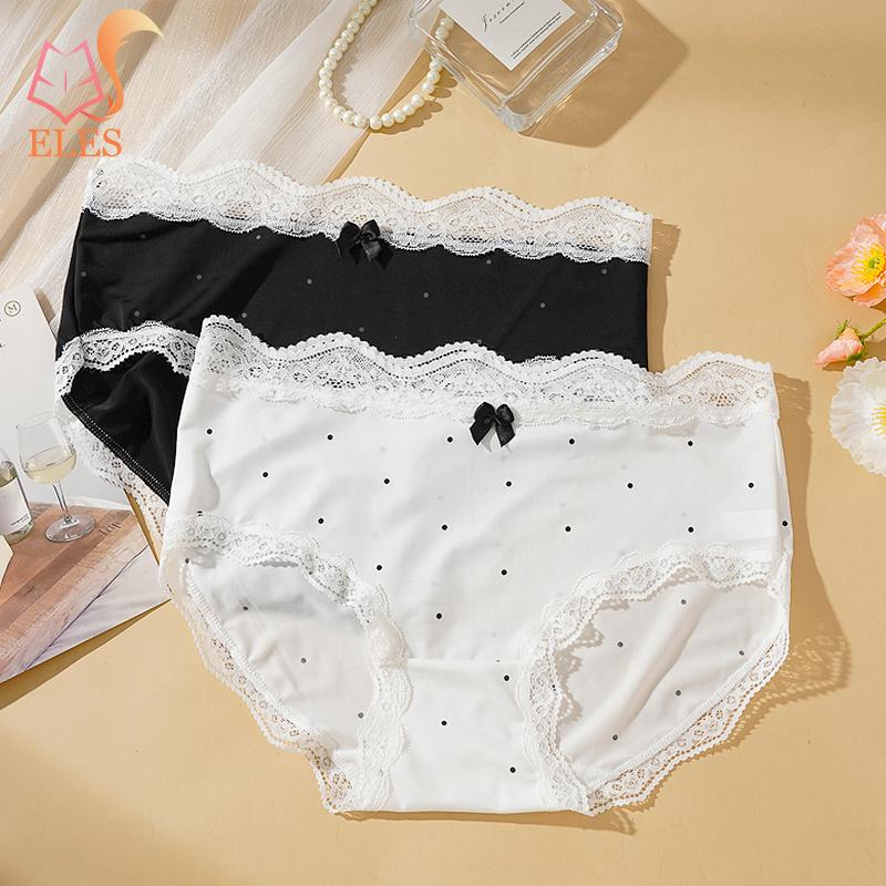 Polka Dot Pure Cotton Panties for Women Retro Cute Lace Trim Pure Cotton Crotchunderwear Soft and Breathable Underpants Hip-hugging Briefs for Women