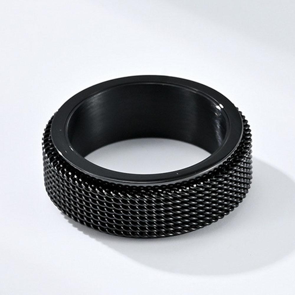 Neutral Cold Style Titanium Steel Woven Mesh Rotating Decompression Ring Personality Men and Women Stainless Steel Hand Jewelry